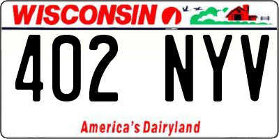 WI license plate 402NYV