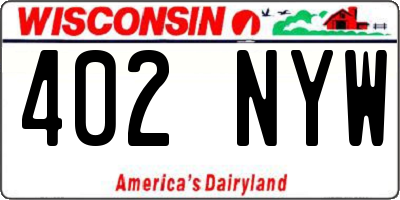 WI license plate 402NYW