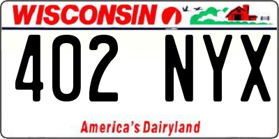 WI license plate 402NYX