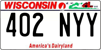 WI license plate 402NYY
