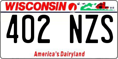 WI license plate 402NZS