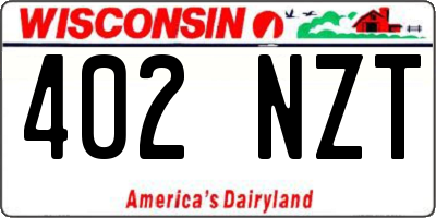 WI license plate 402NZT