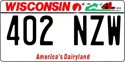 WI license plate 402NZW