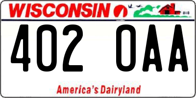 WI license plate 402OAA