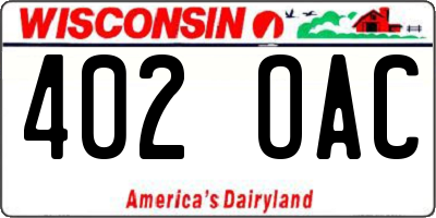 WI license plate 402OAC