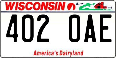 WI license plate 402OAE