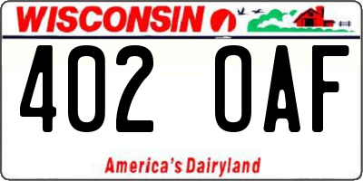 WI license plate 402OAF