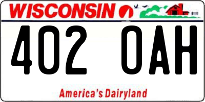 WI license plate 402OAH