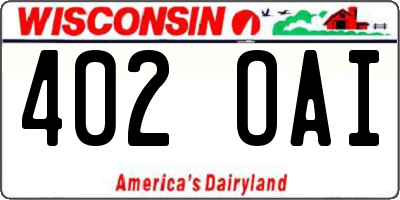 WI license plate 402OAI