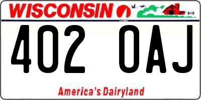 WI license plate 402OAJ