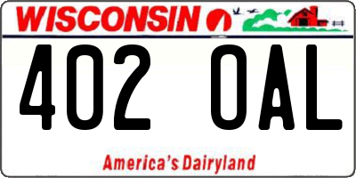 WI license plate 402OAL