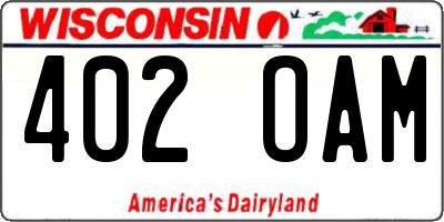 WI license plate 402OAM