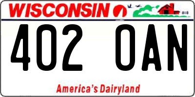 WI license plate 402OAN