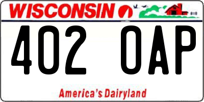 WI license plate 402OAP