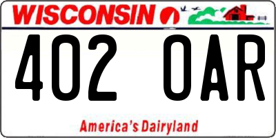 WI license plate 402OAR