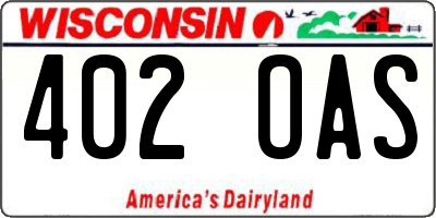WI license plate 402OAS