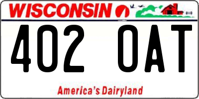 WI license plate 402OAT