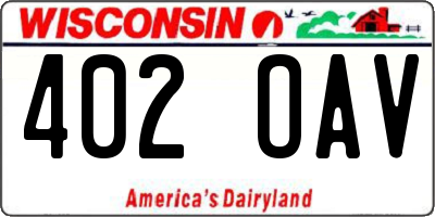 WI license plate 402OAV