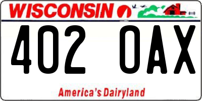 WI license plate 402OAX