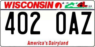 WI license plate 402OAZ