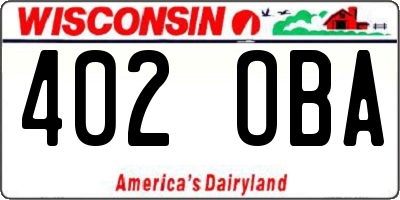 WI license plate 402OBA