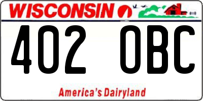 WI license plate 402OBC