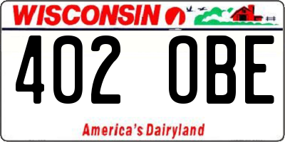 WI license plate 402OBE
