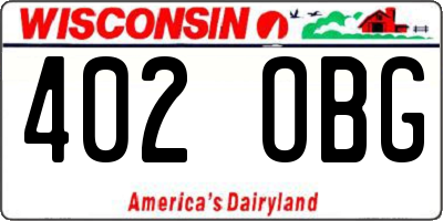 WI license plate 402OBG