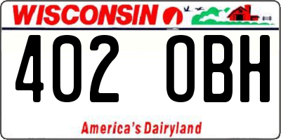 WI license plate 402OBH