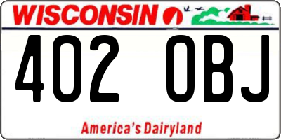 WI license plate 402OBJ