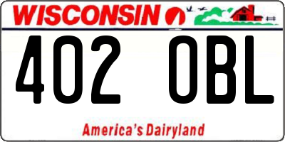 WI license plate 402OBL