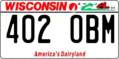 WI license plate 402OBM