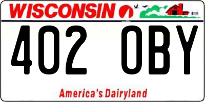 WI license plate 402OBY