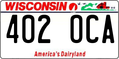 WI license plate 402OCA