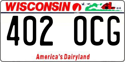 WI license plate 402OCG