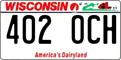 WI license plate 402OCH