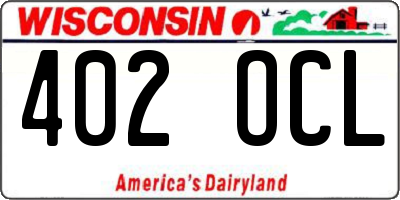 WI license plate 402OCL