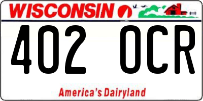 WI license plate 402OCR