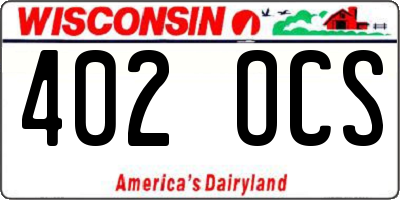 WI license plate 402OCS