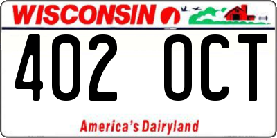 WI license plate 402OCT
