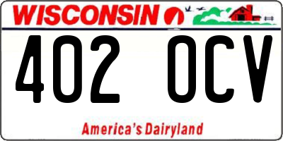 WI license plate 402OCV