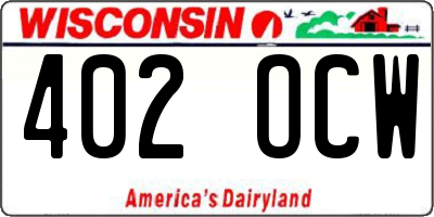 WI license plate 402OCW