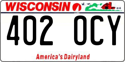 WI license plate 402OCY