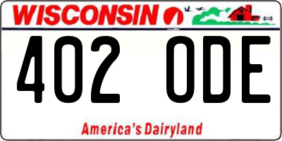 WI license plate 402ODE