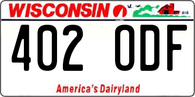 WI license plate 402ODF