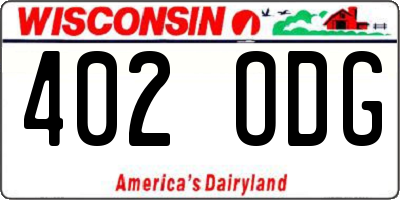 WI license plate 402ODG