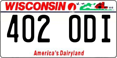 WI license plate 402ODI