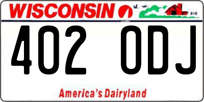 WI license plate 402ODJ