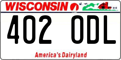WI license plate 402ODL