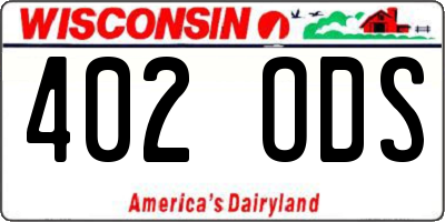 WI license plate 402ODS